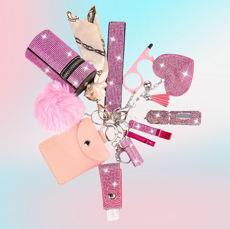 B-11pcs full diamond keychain sets