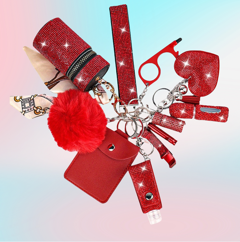 B-11pcs full diamond keychain sets