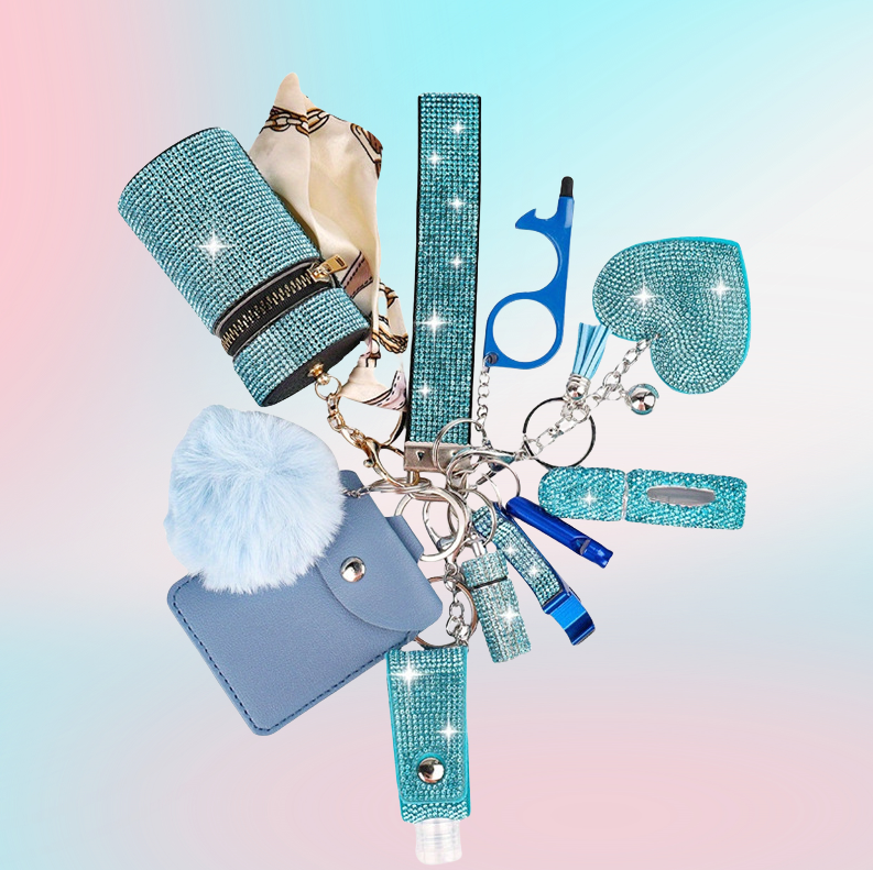 B-11pcs full diamond keychain sets