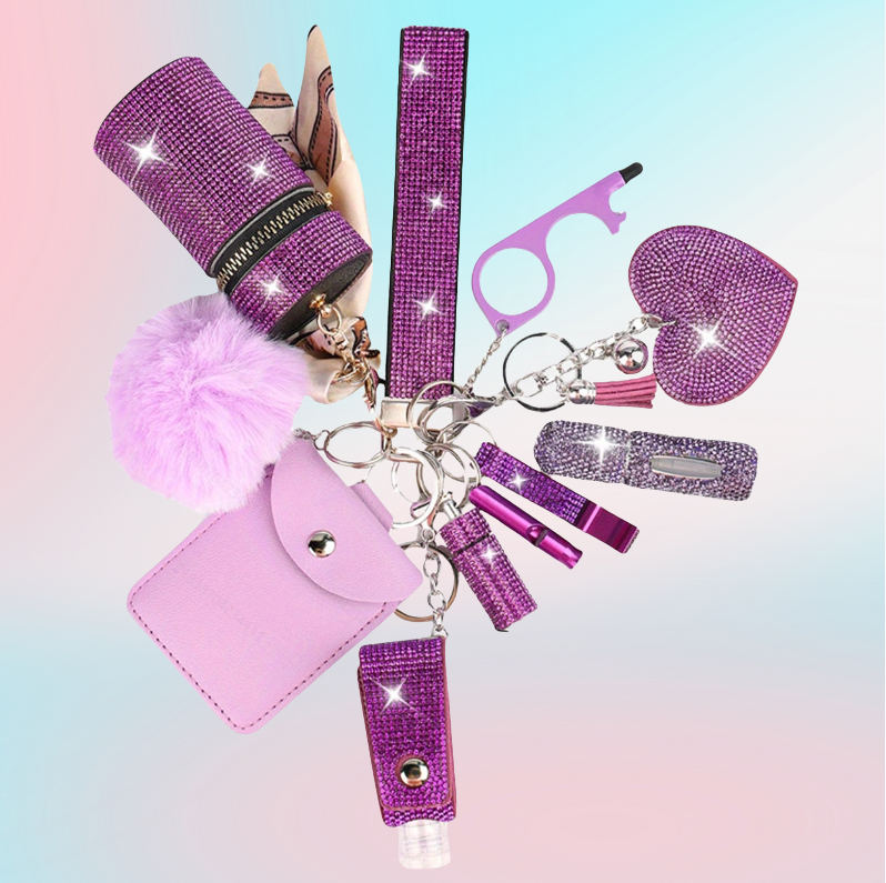 B-11pcs full diamond keychain sets