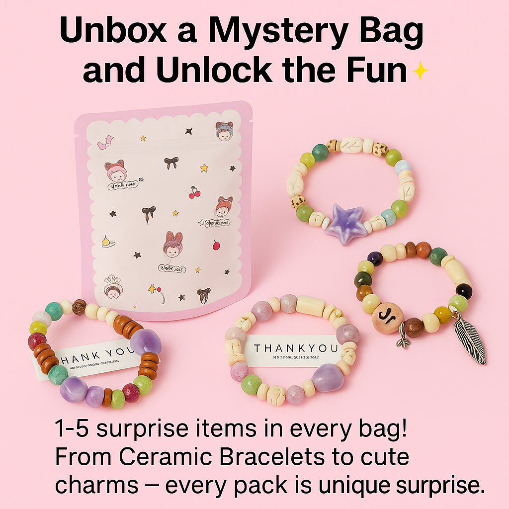 A-Mystery Ceramic Bracelet Lucky Bags – 1–5 Surprise Handmade Bracelets & Charms