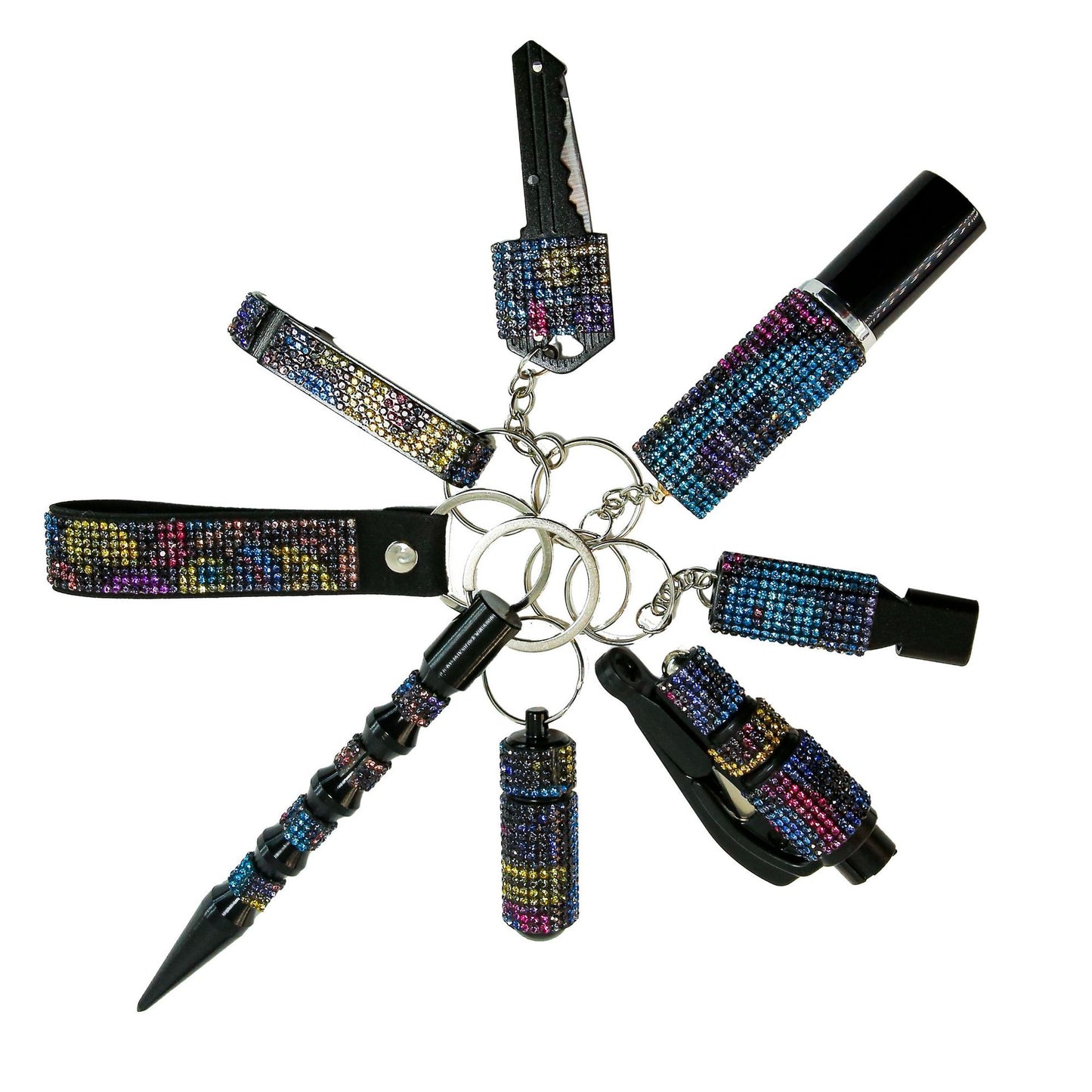 B-8pcs keychain sets with Wristlet Bracelet for Women