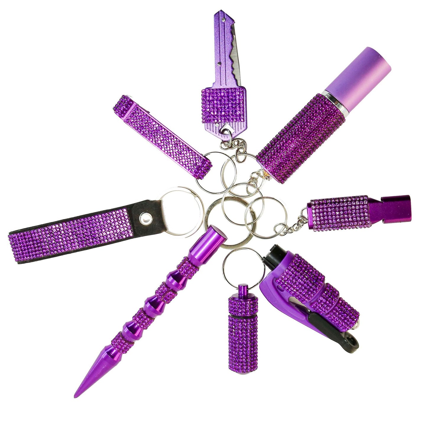 B-8pcs keychain sets with Wristlet Bracelet for Women