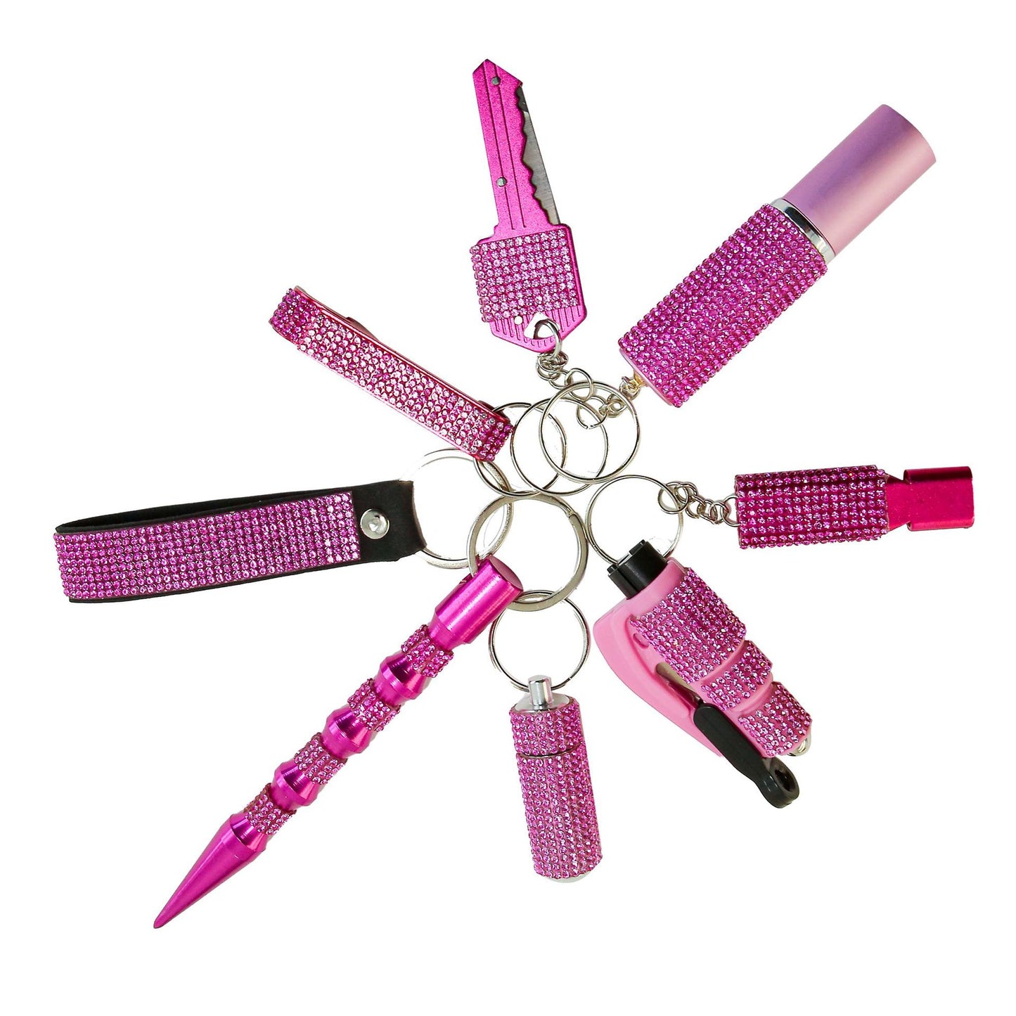 B-8pcs keychain sets with Wristlet Bracelet for Women