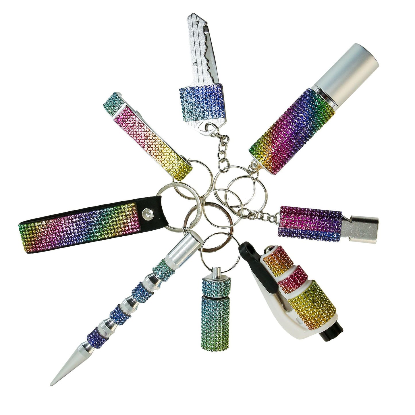 B-8pcs keychain sets with Wristlet Bracelet for Women
