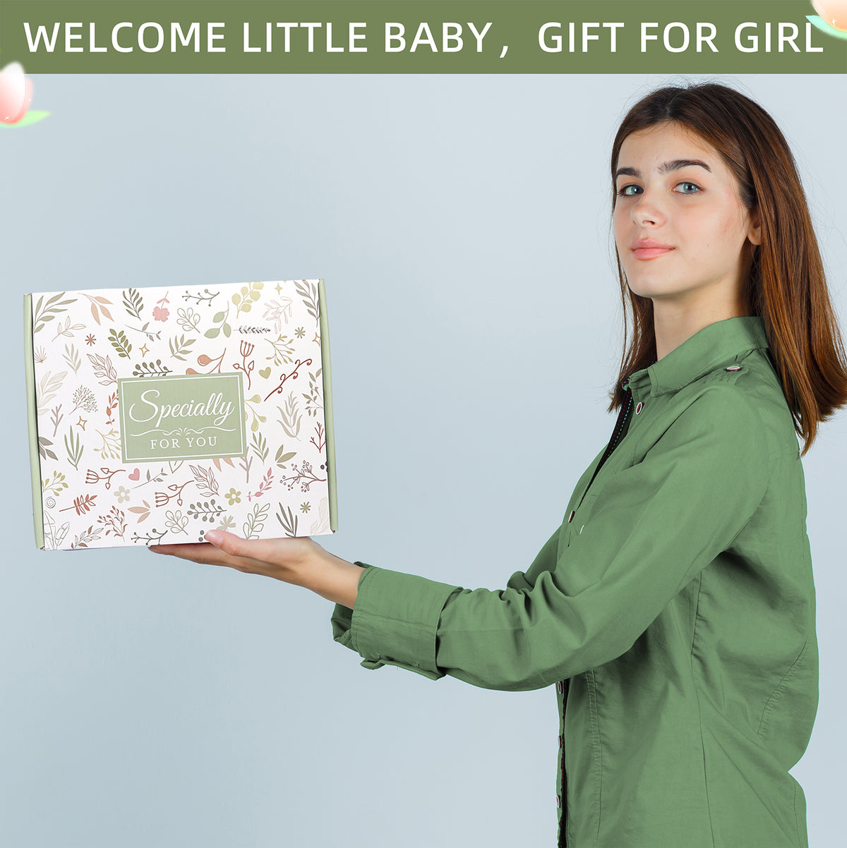 Sage Green & Chamomile Self Care Gift Box for Women – Cozy Blanket Gift Set
