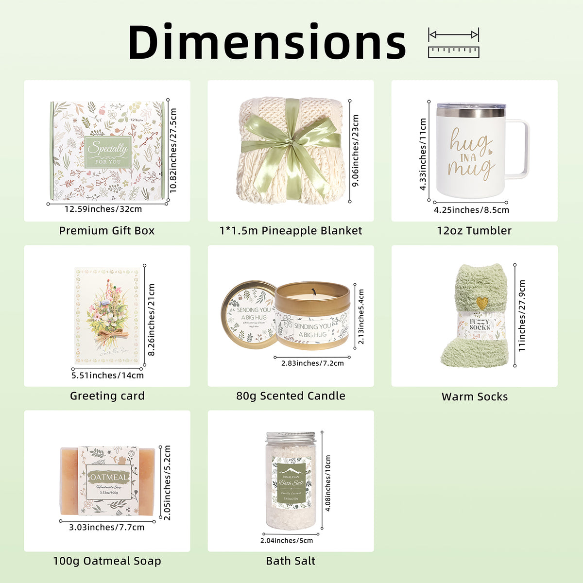 Sage Green & Chamomile Self Care Gift Box for Women – Cozy Blanket Gift Set