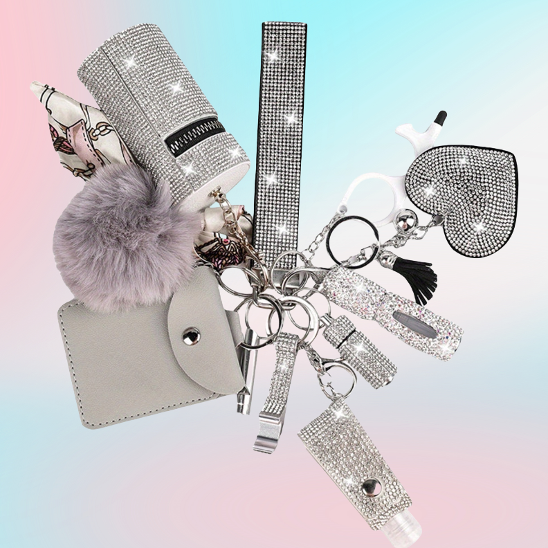 B-11pcs full diamond keychain sets